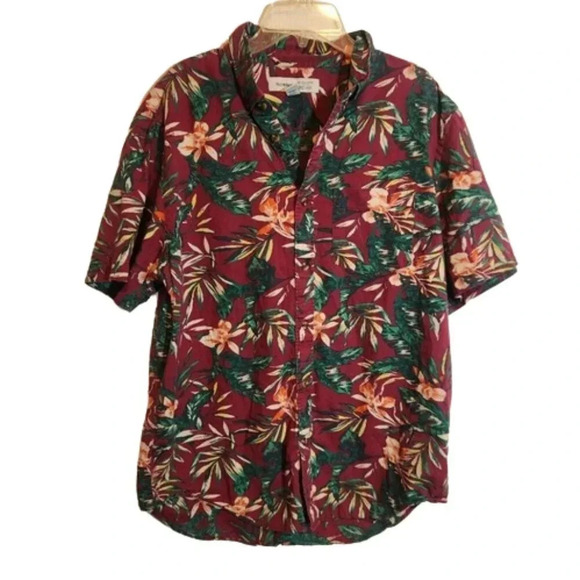 Old Navy Other - Old Navy Mens Vintage Hawaiian Style Shirt Birds of Paradise Tropical Plants L